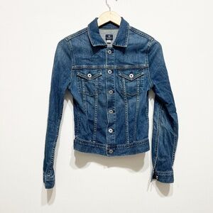 Adriano Goldschmied AG Cotton Stretch Button Front Collared Denim Jean Jacket S
